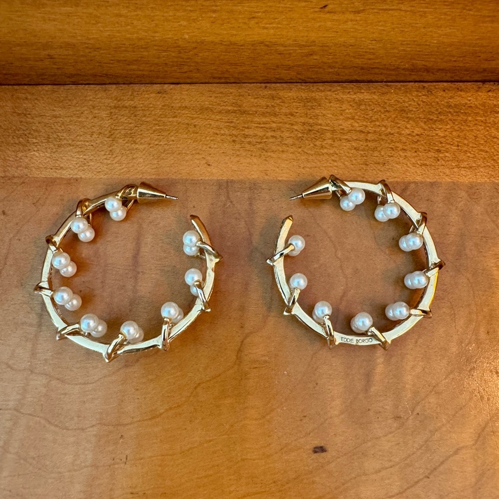 Freshwater Multi Pearl Hoop Double Layer Earrings